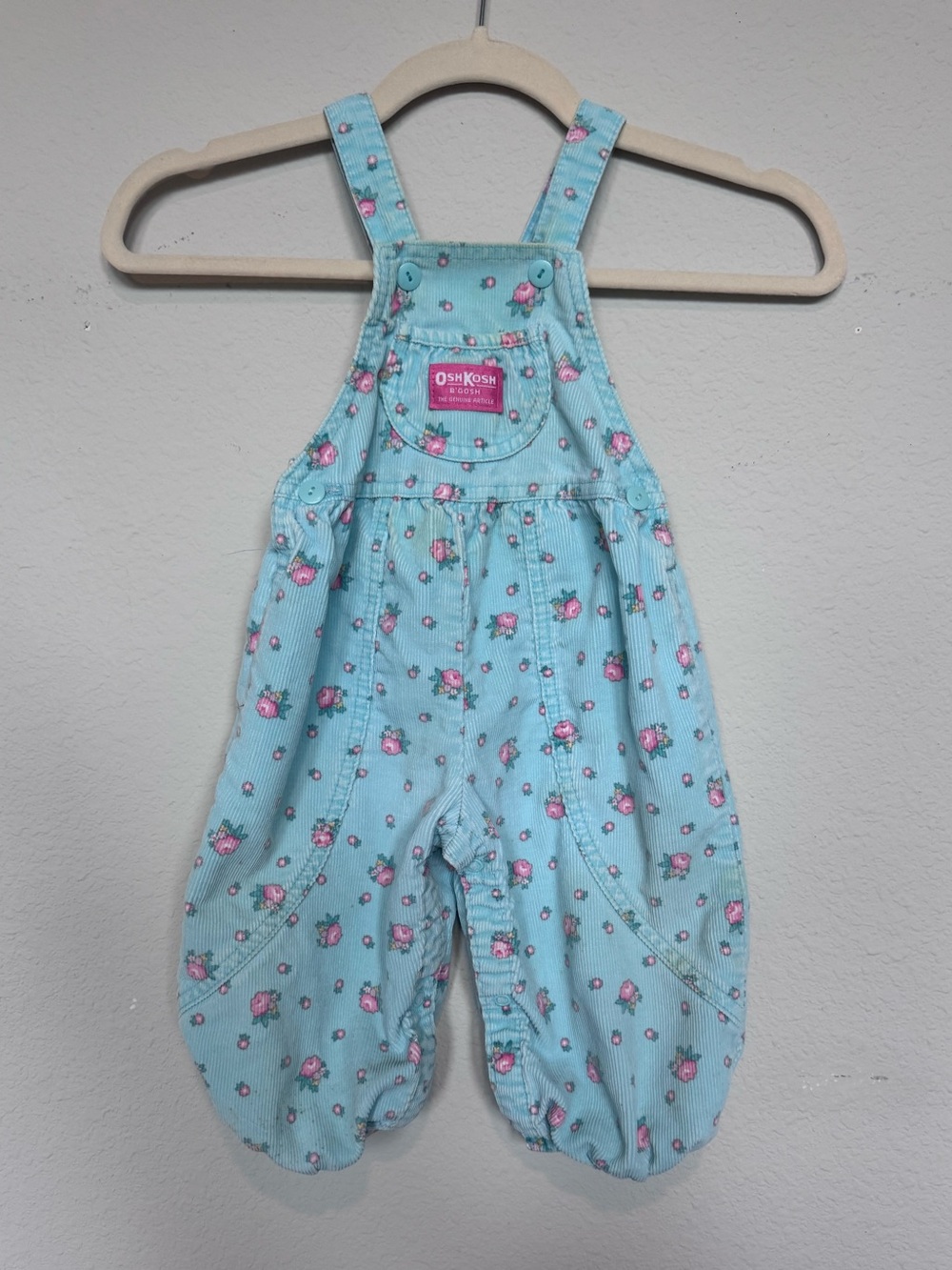 90’s vintage OshKosh B'gosh Aqua Floral Toddler Overalls